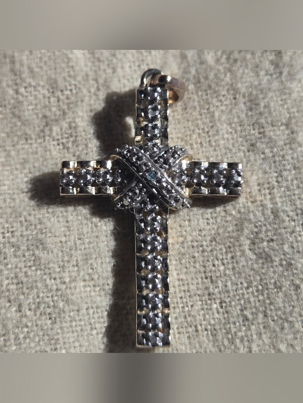 Silver Crystal Cross Pendant